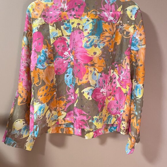 BRIGHT and CHEERFUL shirt jacket w/adjustable sleeves colourblast Sz 8 - 10 - Picture 7 of 7